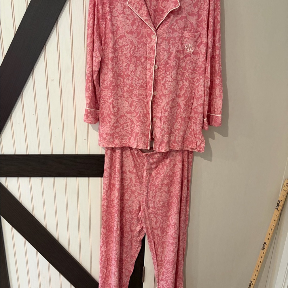 Lauren Ralph Lauren Pink Paisley Two-Piece Pajama Set